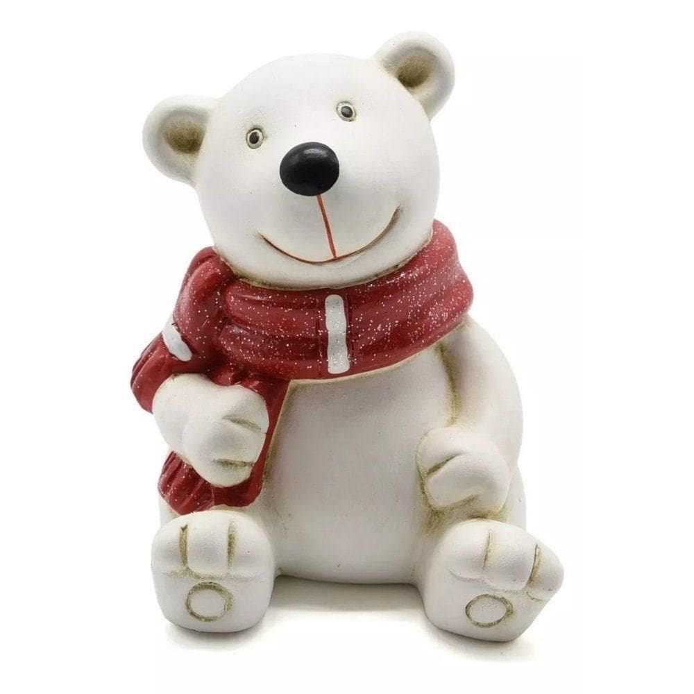 Enfeite Urso De Ceramica 12,3x11x9cm Na Caixa