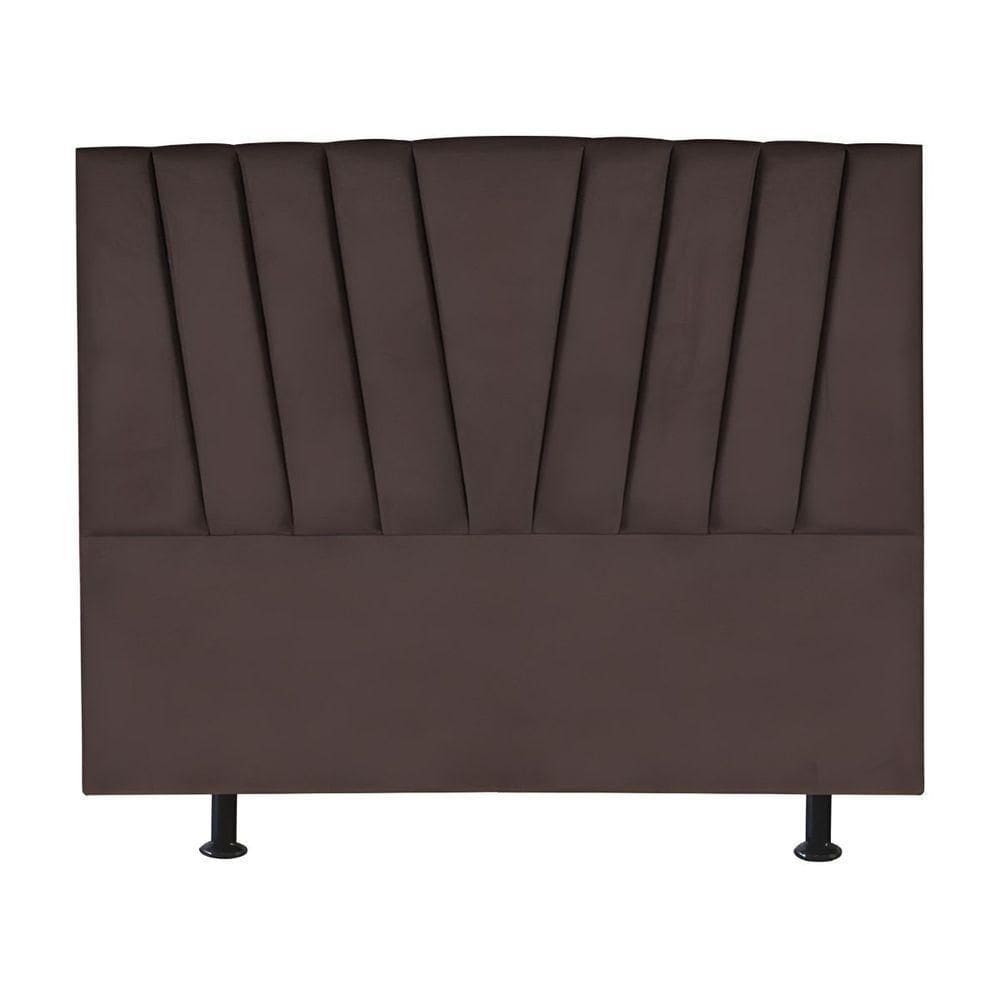 Cabeceira Estofada Cama King 195 Cm Malu Linho Marrom