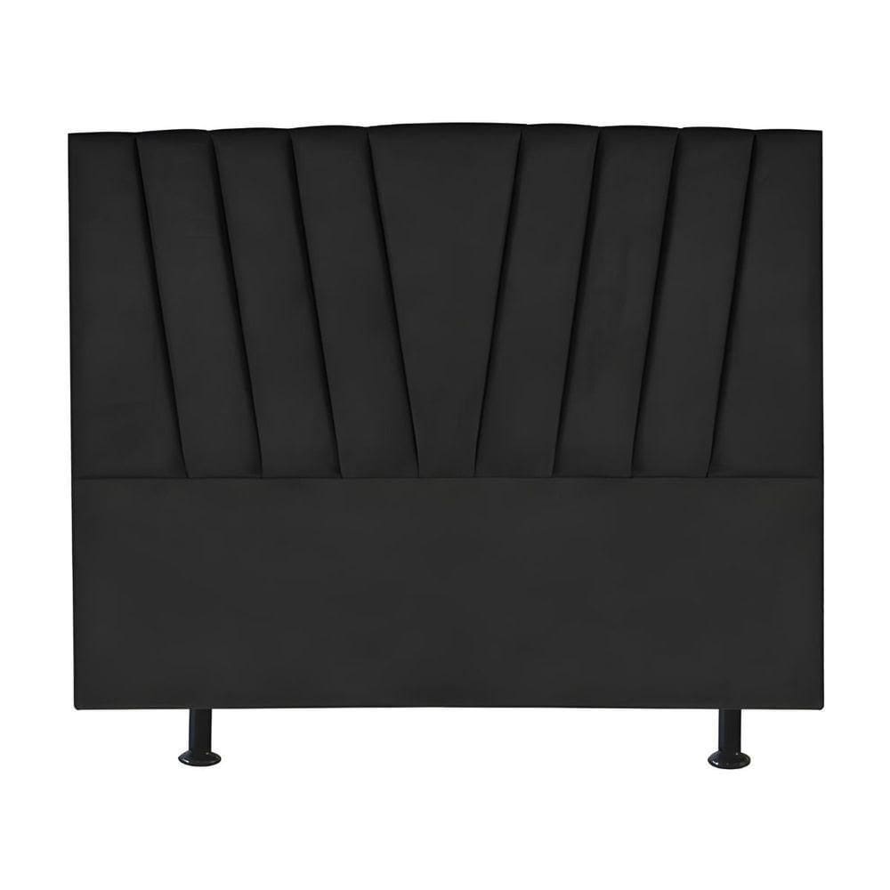 Cabeceira Estofada Cama Casal Queen Size 160 Cm Malu Linho Preto