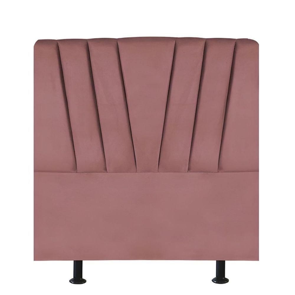 Cabeceira Estofada Cama Solteiro 90 Cm Malu Suede Rosé