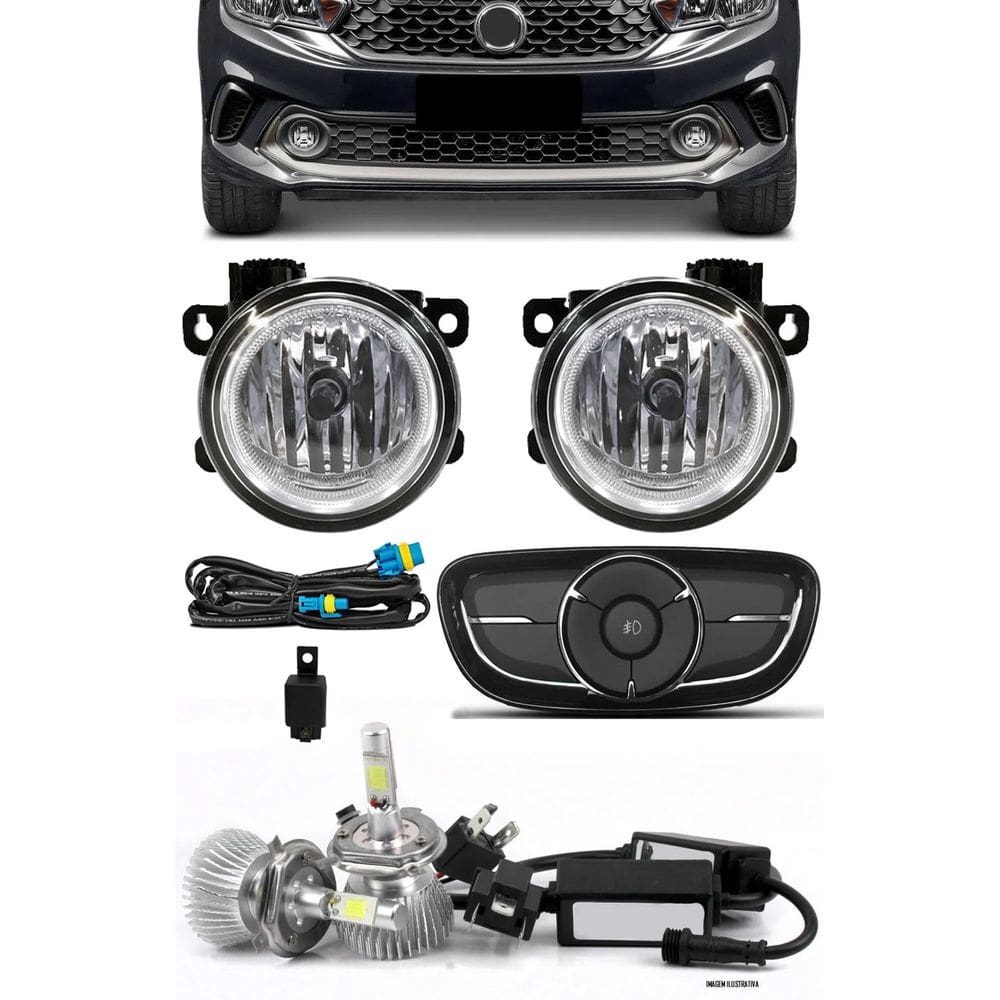 Kit Farol de Milha Neblina Fiat Argo e Cronos 2018 2019 2020 - Botão Painel + Kit Lâmpada Super LED 6000K