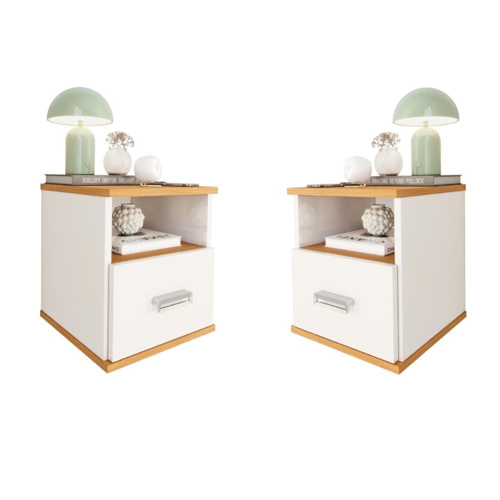 Kit Mesas de Cabeceira Balli Suspensa Gaveta Oculta Secreta