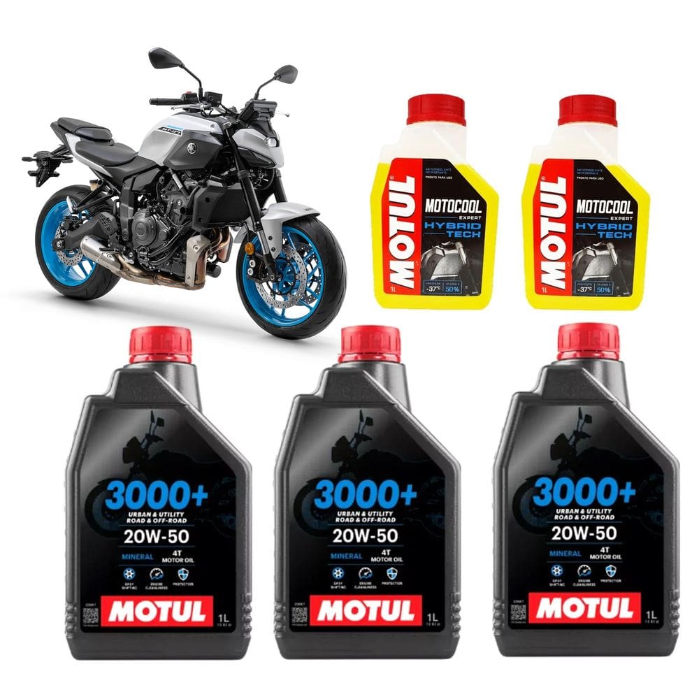 Kit 3L Óleo Motul 3000+ 20W50 Mineral + 2L Motocool Expert -37º
