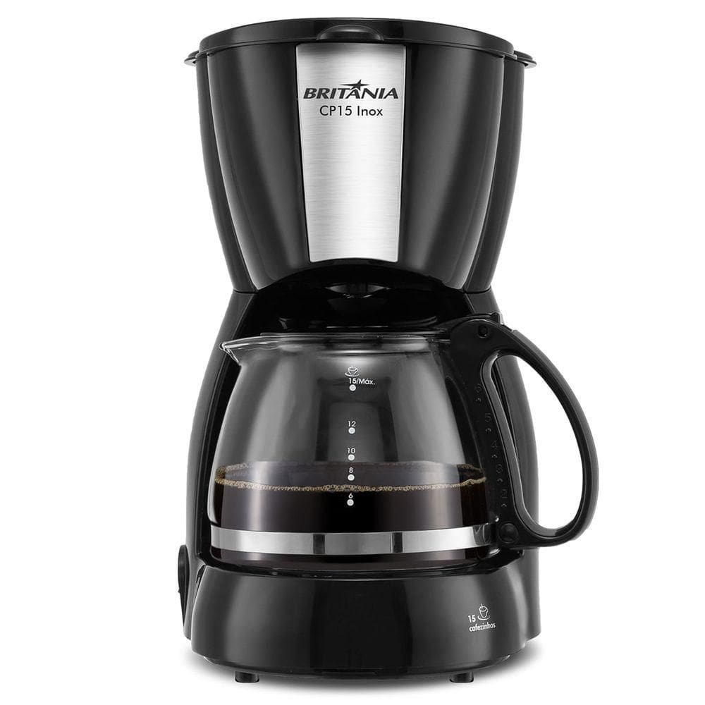 Cafeteira Britânia CP15 Vidro Preto Com Inox 110V