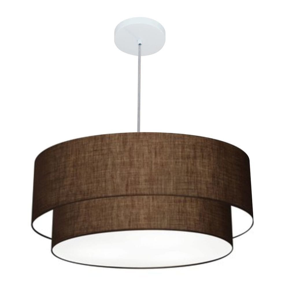 Lustre Pendente Duplo Cilíndrico Vivare Md-4357 Cúpula em Tecido 60x50cm - Bivolt
