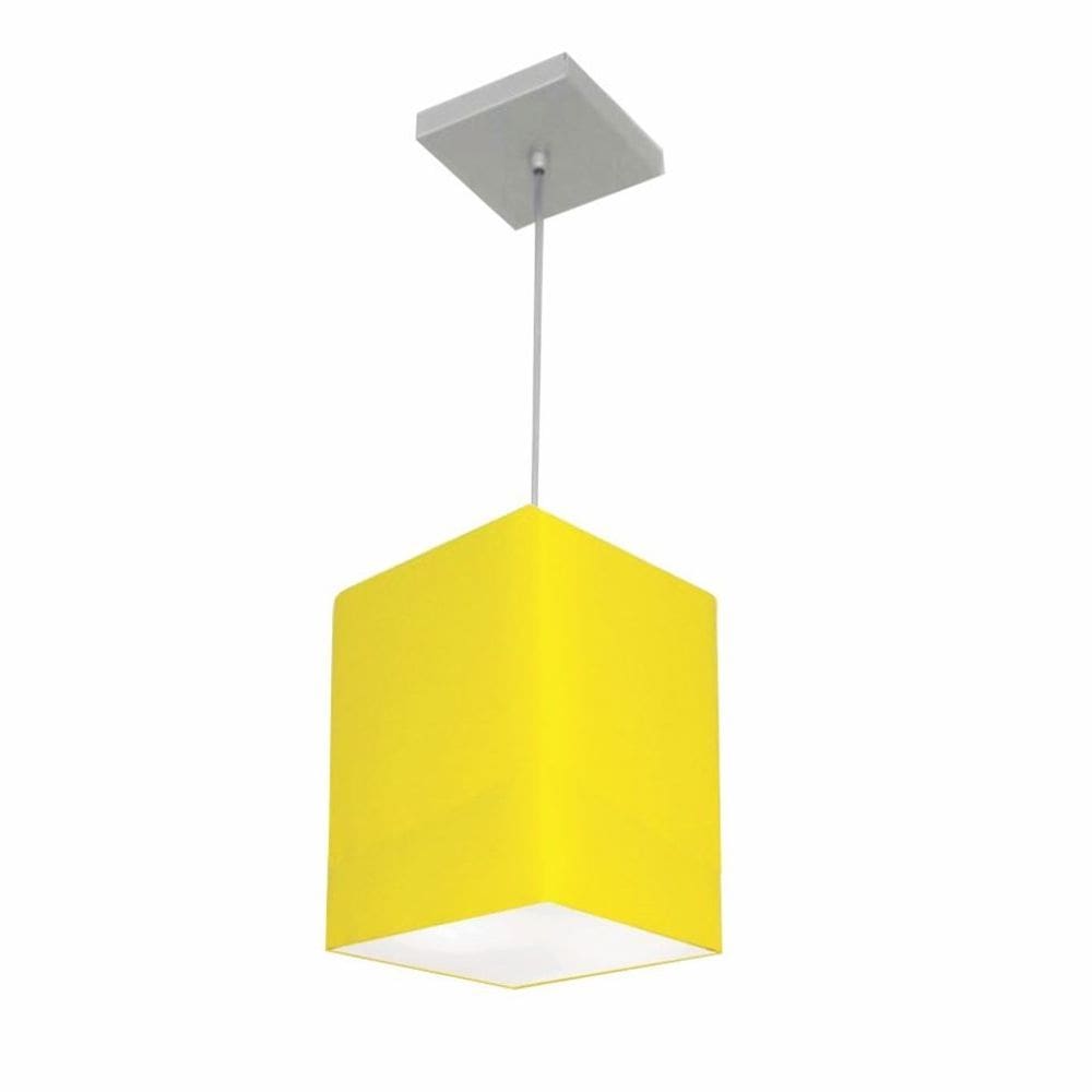 Lustre Pendente Quadrado Vivare Md-4007 Cúpula em Tecido 25/16x16cm - Bivolt
