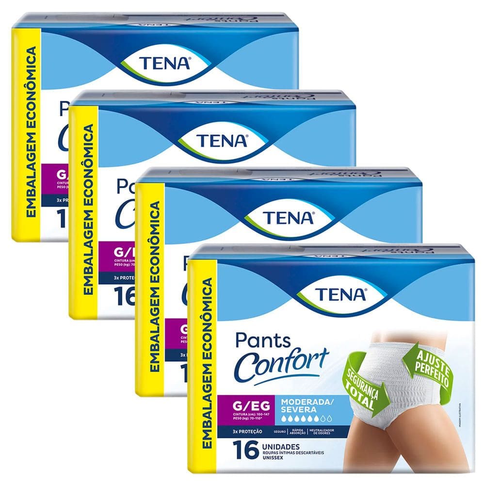 Kit 4X Fralda Geriátrica Tena Pants Confort Roupa Íntima Descartável Tama