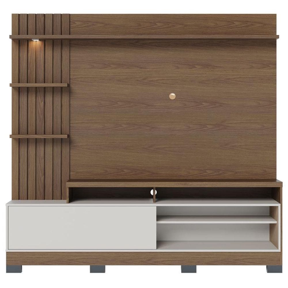 Estante Home Theater Maceió com Pés Amendoa Off White Matte – Colibri