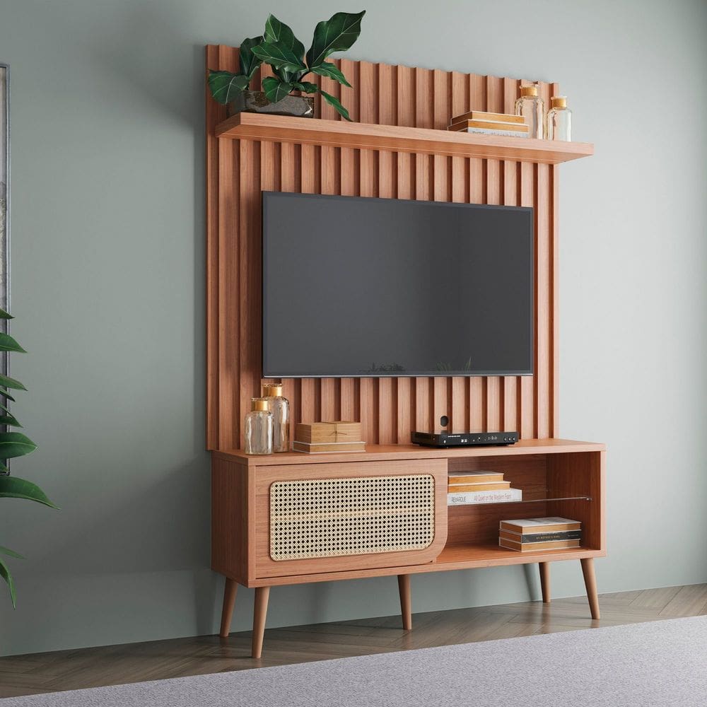 Painel 139cm + Rack Tela 135cm c/ 1 Porta Correr - Dalla Costa