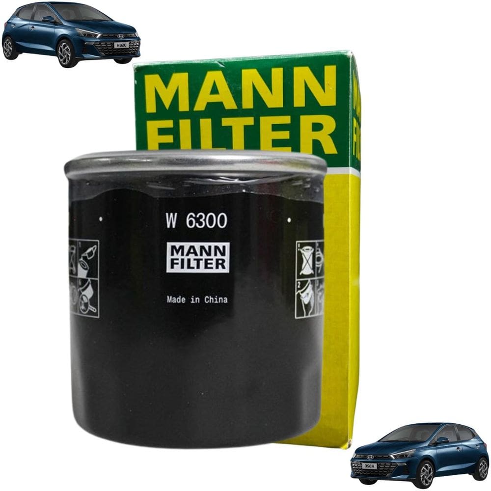W 6300 - Filtro De Óleo Blindado - Hb20 2012 A 2024 / Hb20 S 2013 A 2024 / Hb20 X 2016 A 2021 / Picanto 2004 A 2018 - Mann Filter
