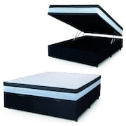 Cama Box Baú Casal Colchão Com Molas Ensacadas 138x188x63cm Dunas Branco/Preto Hellen