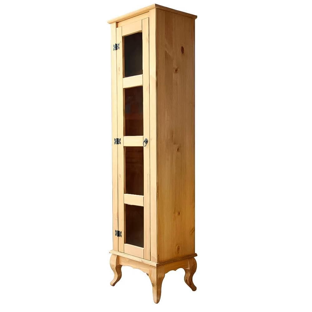 Cristaleira Rustica de Madeira Maciça 1 Porta Shop JM