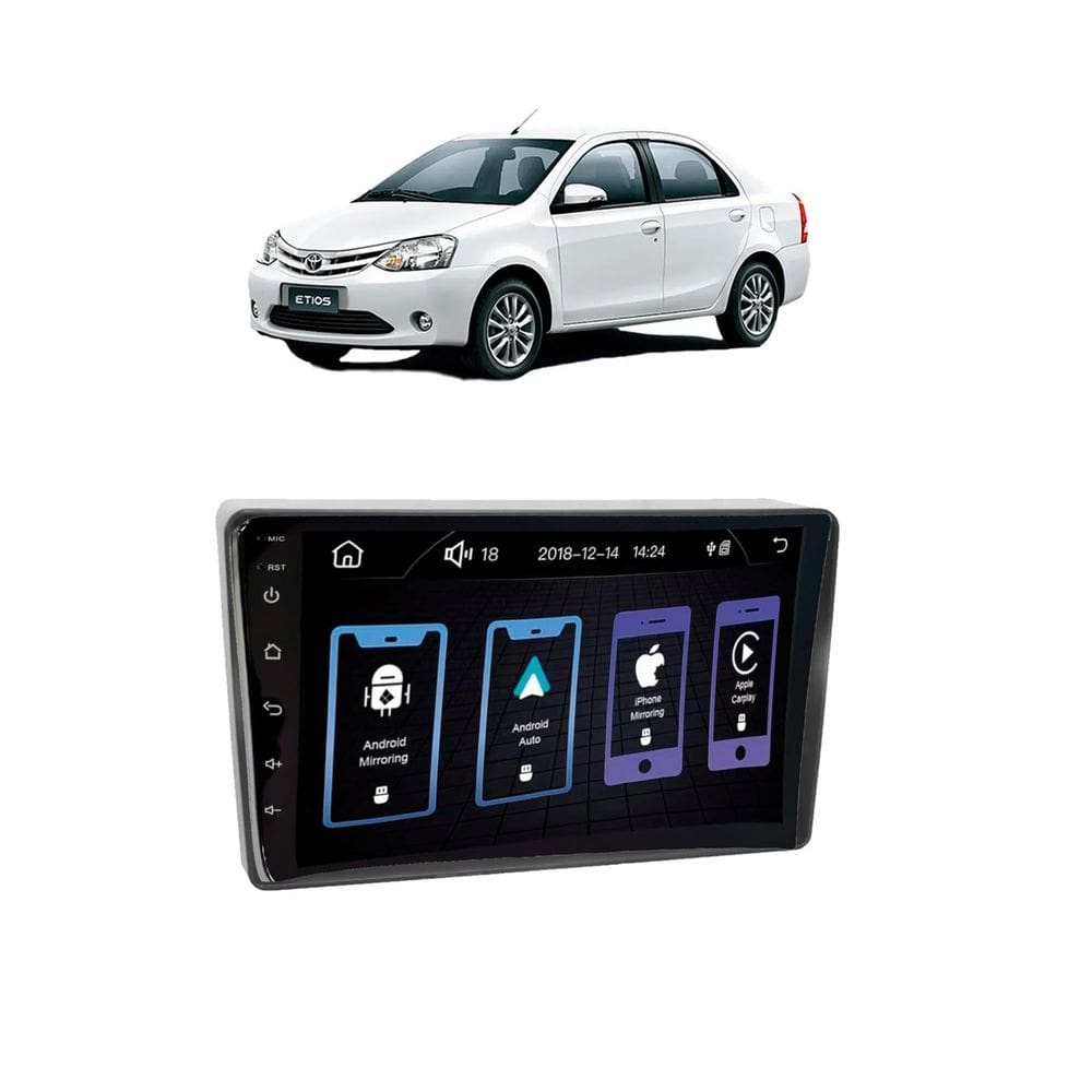 Kit Multimidia Etios 9 Pol Carplay AndroidAuto USB BT FM - Roadstar 908BR
