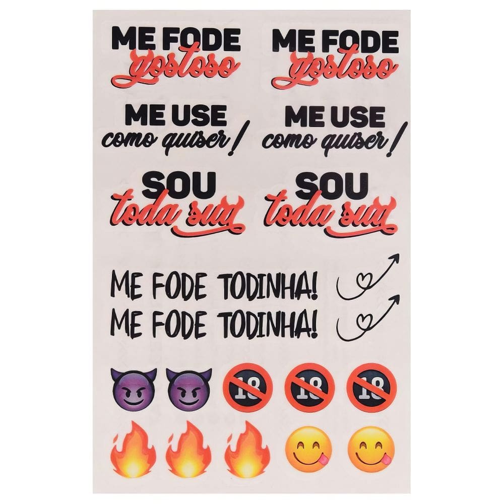 Tatuagem Temporária Sou Toda Sua Sexy Divertida e Ousada 18 Desenhos Exclusivos