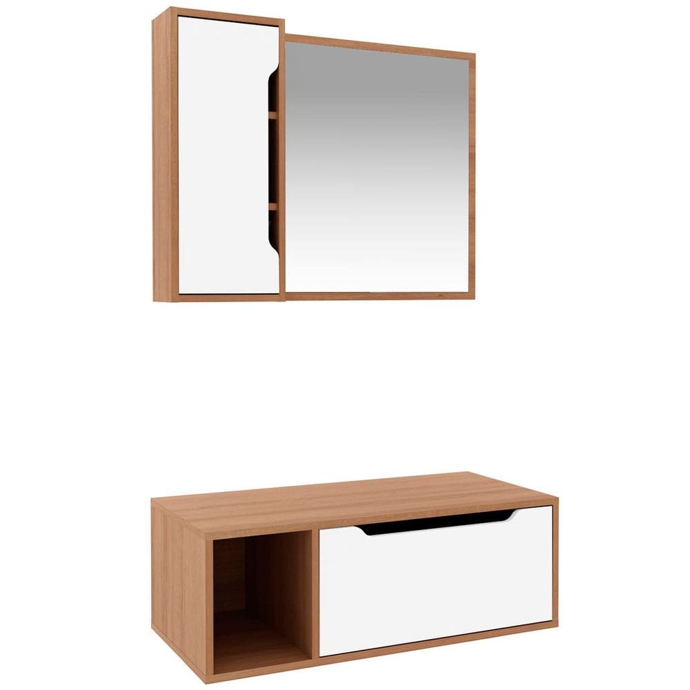 Kit Gabinete e Espelheira de Banheiro 80 cm Karina