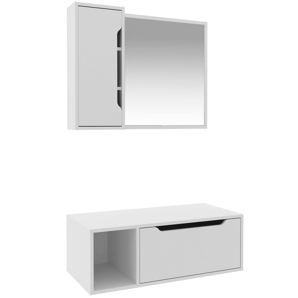 Kit Gabinete e Espelheira de Banheiro 80 cm Karina