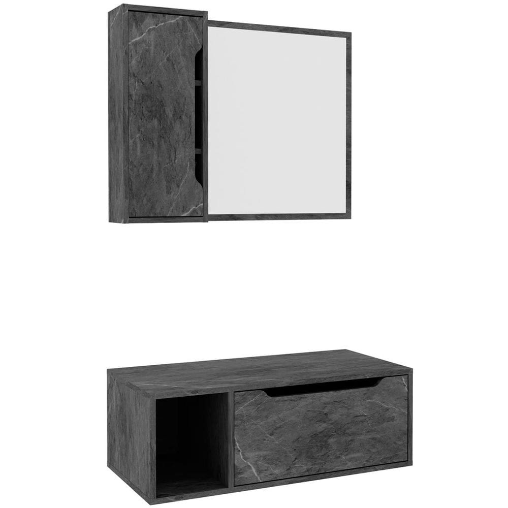 Kit Gabinete e Espelheira de Banheiro 80 cm Karina