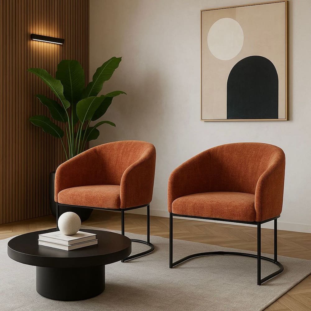 Kit com 2 Poltronas Mavie com Base Fixa em Aço Carbono Preto Fosco – Exclusiva