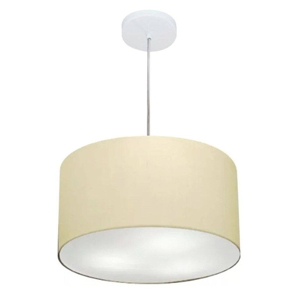 Lustre Pendente Cilíndrico Vivare Md-4019 Cúpula em Tecido 40x21cm - Bivolt