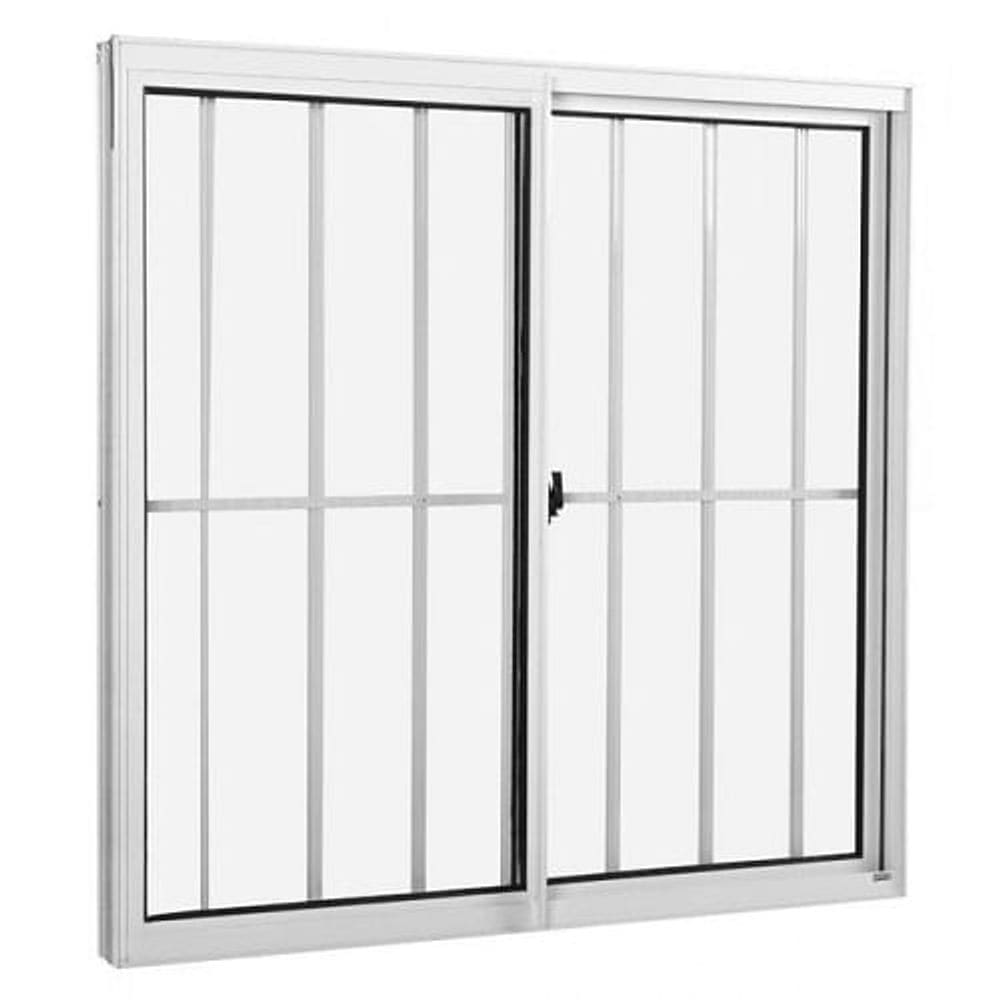 Janela de Aluminio Correr Com/Grade Home Natural Vidro Canelado 0,80X1,00 2FL