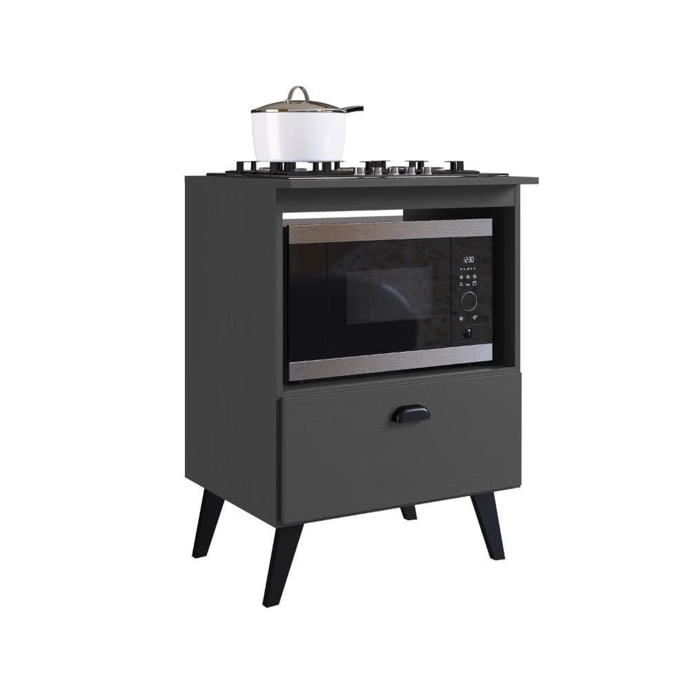Balcão para Cooktop 4 Bocas 1 Porta Basculante e Espaço para Forno Bogotá Grafite - Art In Móveis
