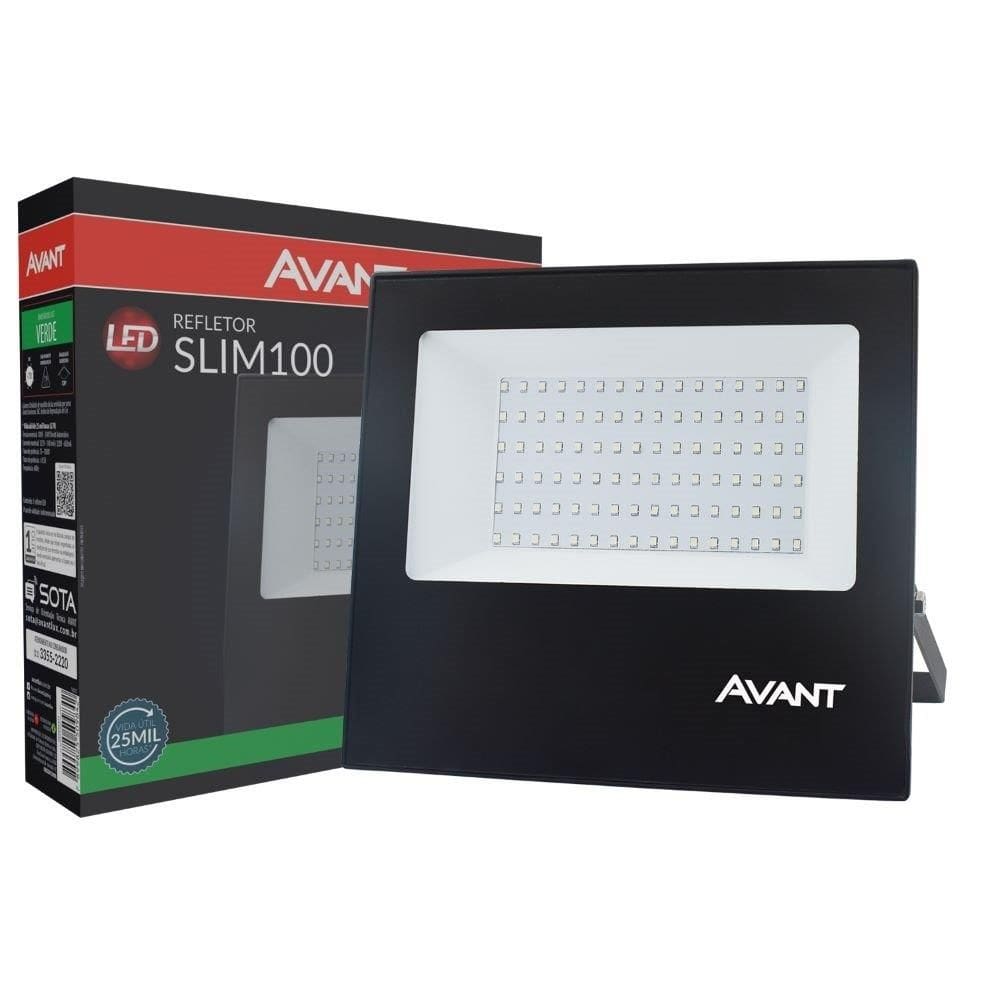 Refletor LED Avant Slim Verde 7500 Lúmens - 100W, Bivolt, Preto