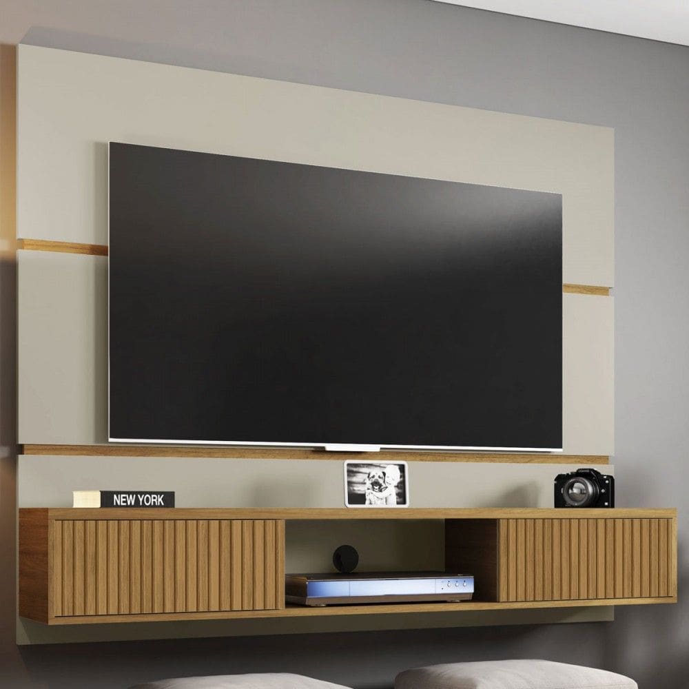 Painel para TV Até 60 Polegadas 2 Portas Dominique Off White/Cinamomo - Pnr Móveis