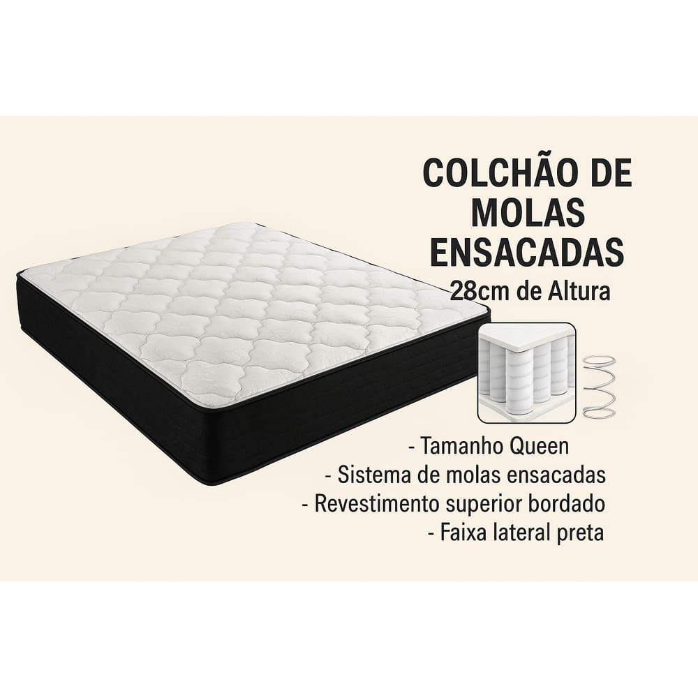 Colchão Queen Molas Ensacadas 28x158x198