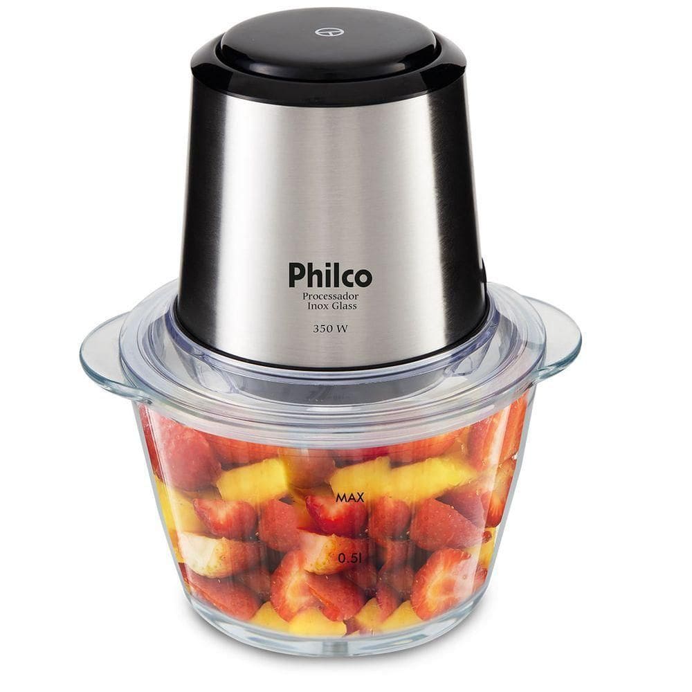 Processador Philco Inox Glass 1,2L 350WFunção Pulsar PPS01I 110V