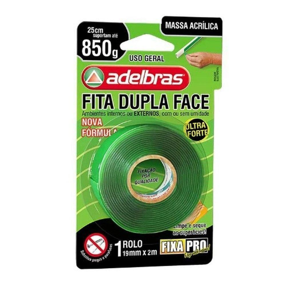 Dupla Face Massa Adesiva Adelbras 19mmx2 Fixa Pro 200
