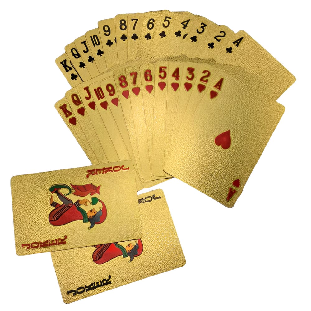 Baralho Dourado Ouro Folheado A Prova D`água 54 Cartas