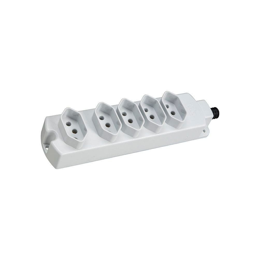 Régua com 5 Tomadas MarGirius TMU5-320 2P+T 20A Cinza Claro Bivolt