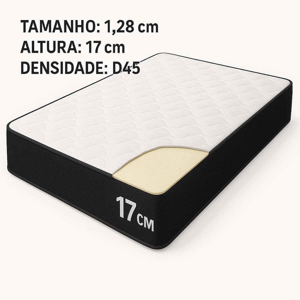 Colchão Viúva Espuma D45 Bordado 17x128x188