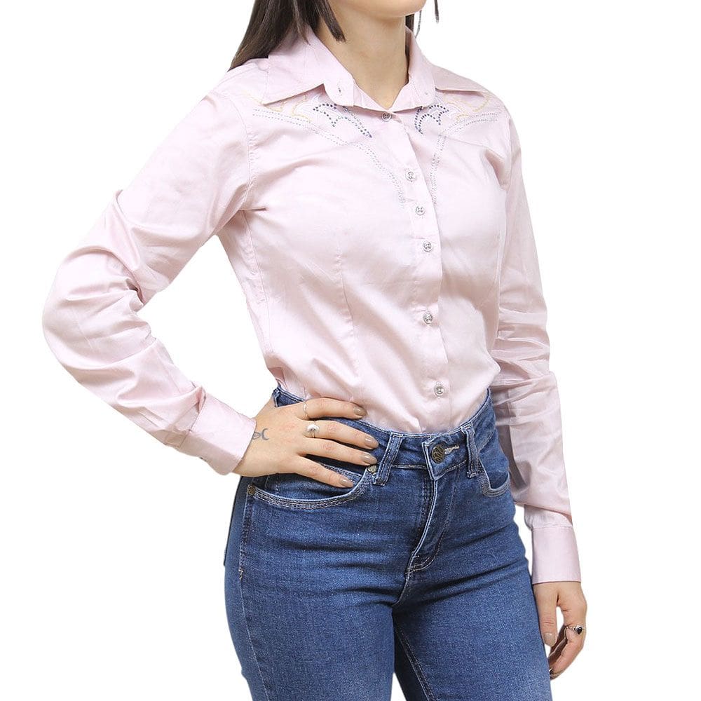 Camisete Feminino Rosa com Strass Dock`s 38230