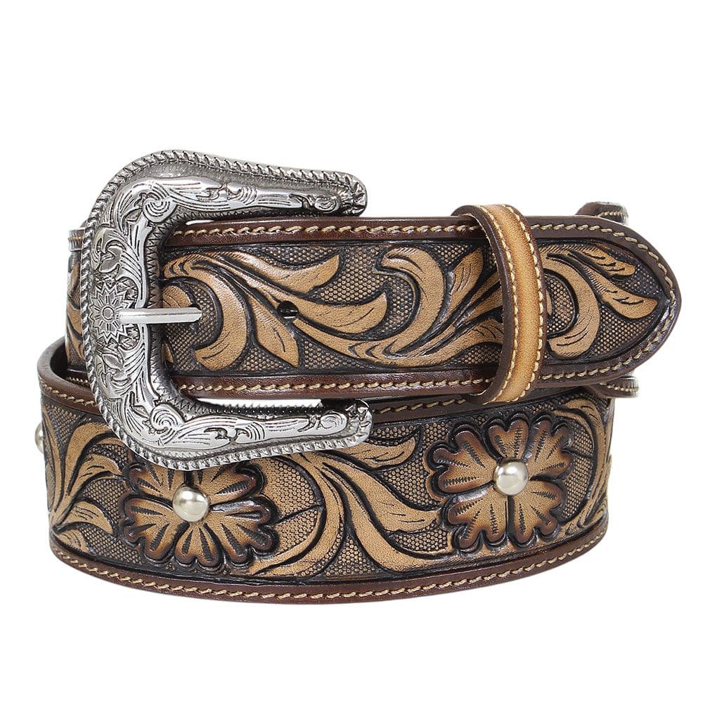 Cinto de Couro Bordado Floral Cow Way 38071