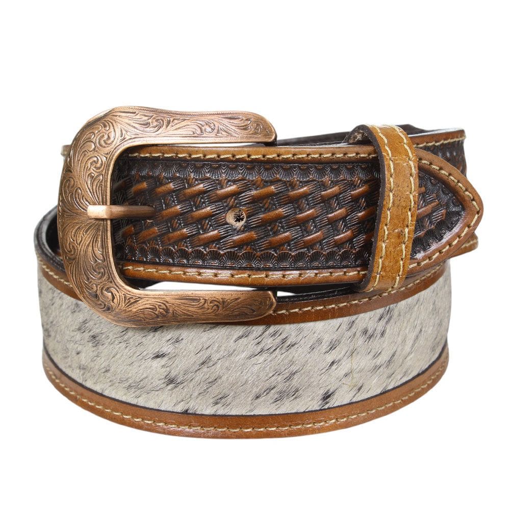 Cinto de Couro Marrom e Pelo Cow Way 38099