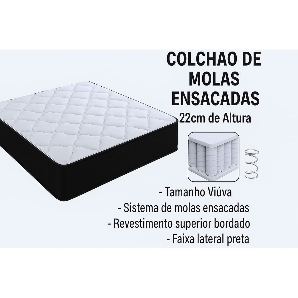 Colchão Viúva  Molas Ensacadas 22x128x188