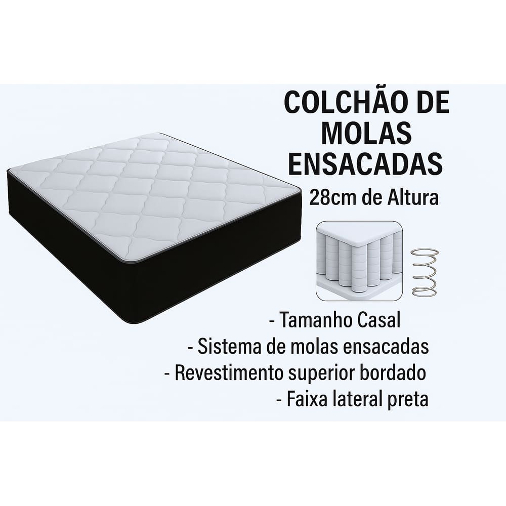 Colchão Casal Mola Ensacada 188x138x28