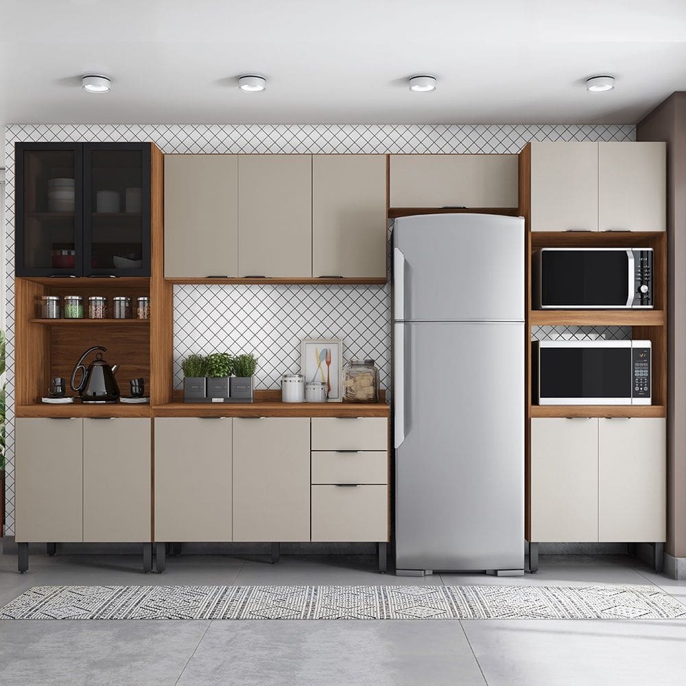 Cozinha Compacta Firenze FI0001 Amêndola Touch Nude Prime TX Demóbile