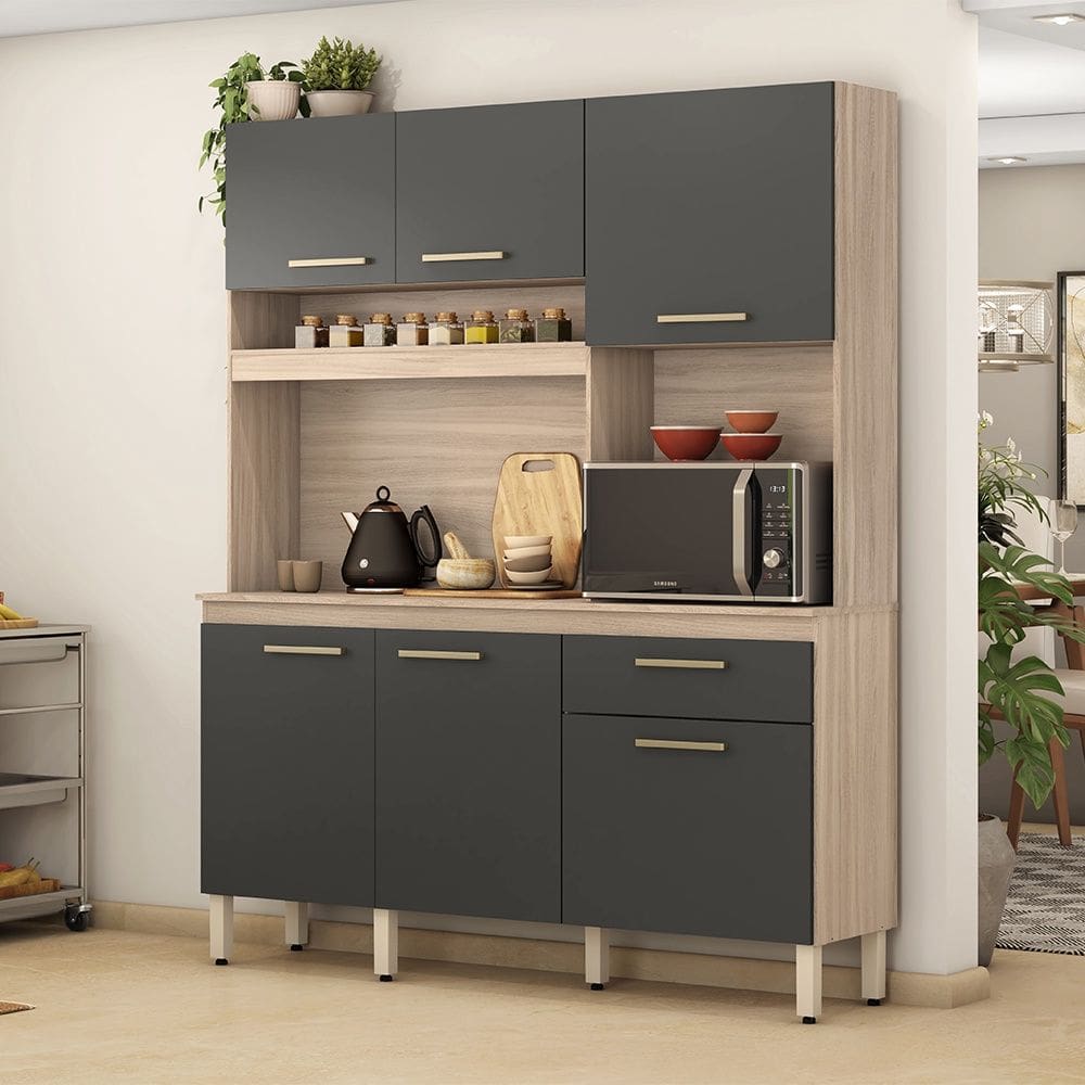 Cozinha Compacta Álamo Avena Touch Grafito Demóbile