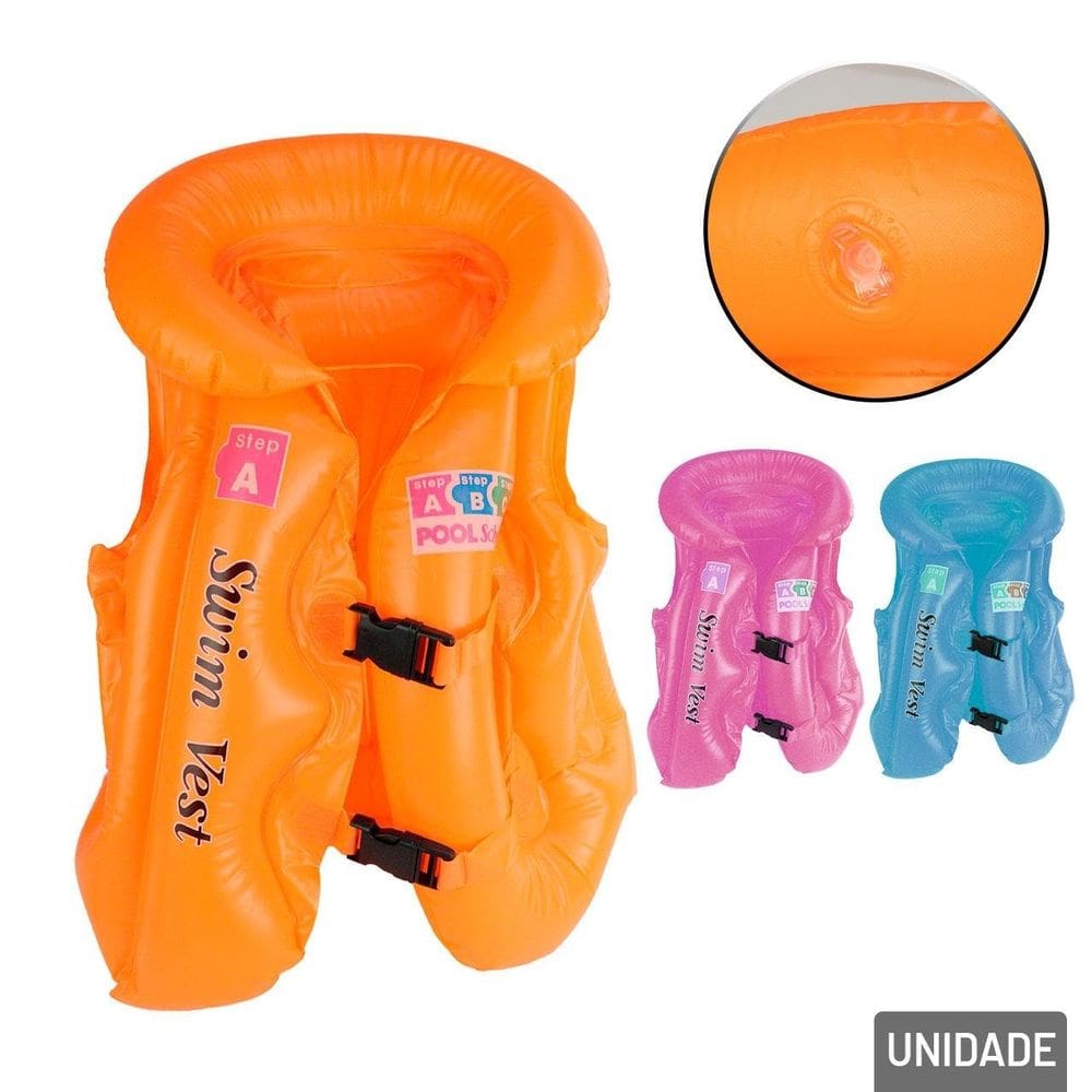 Colete Inflável 60cm com Cinto Color - Tudo em Caixa