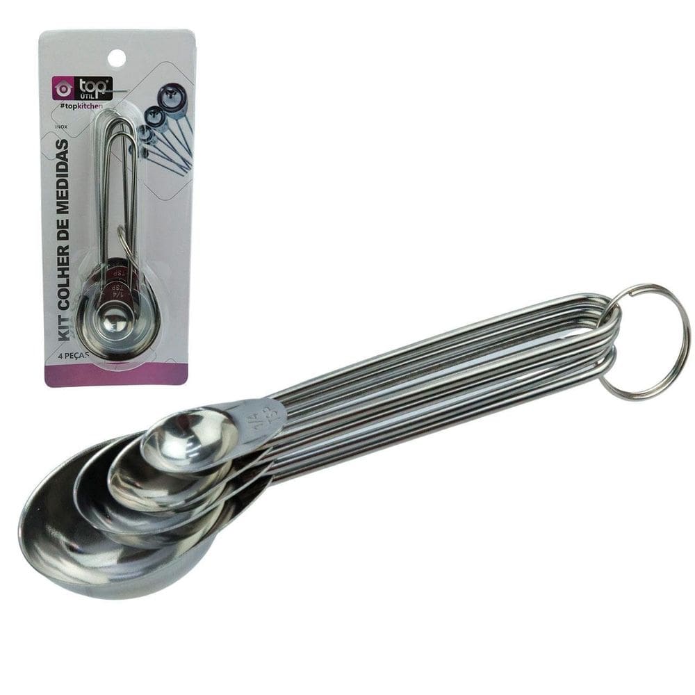Colher Medidora Inox 1,25 a 15ml 4 Peças - Tudo em Caixa
