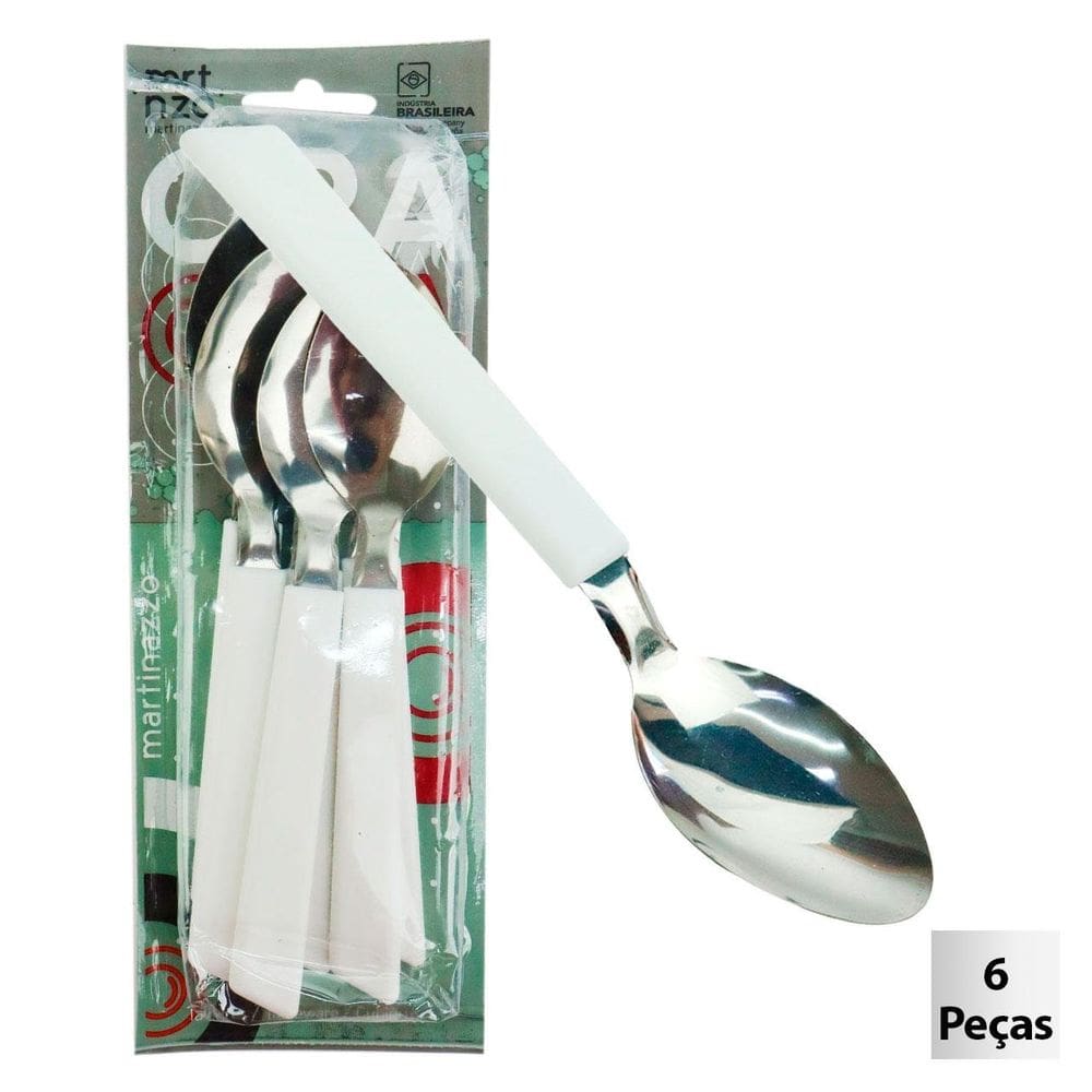 Colher de Mesa Inox 6 Peças OPA Branco - Tudo em Caixa