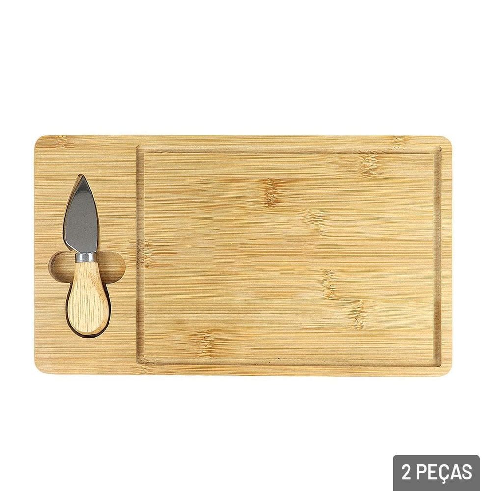 Conjunto Para Queijos e Frios Bambu 2 Pçs Tábua - Tudo em Caixa