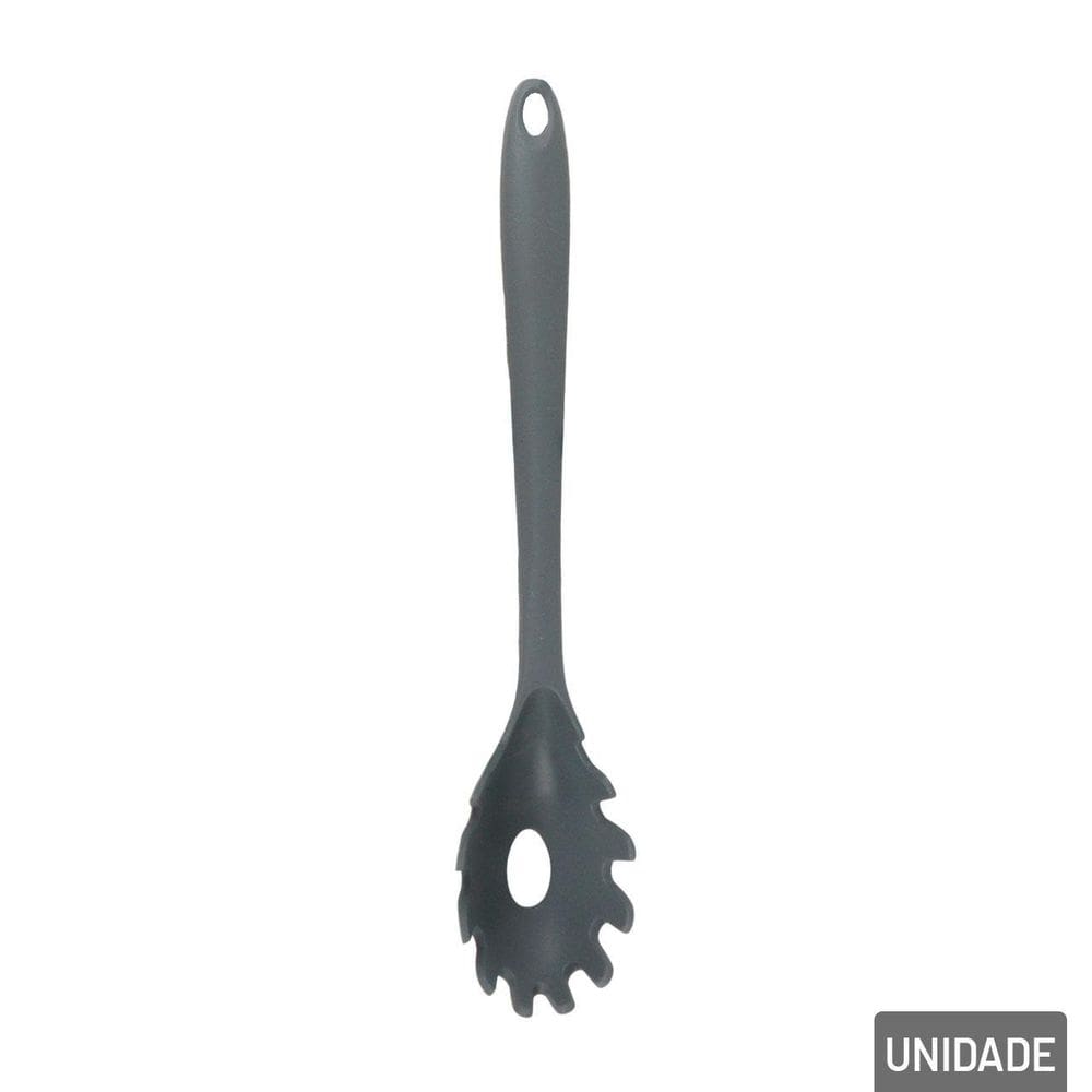 Colher de Silicone 28cm Pegador Macarrão Cinza - Tudo em Caixa