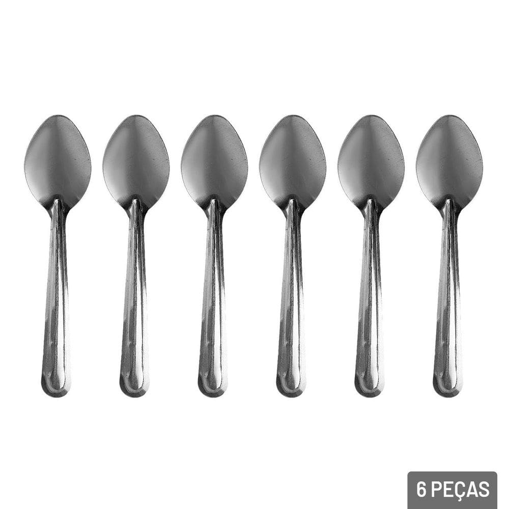 Colher de Sobremesa Inox 06 Peças - Tudo em Caixa