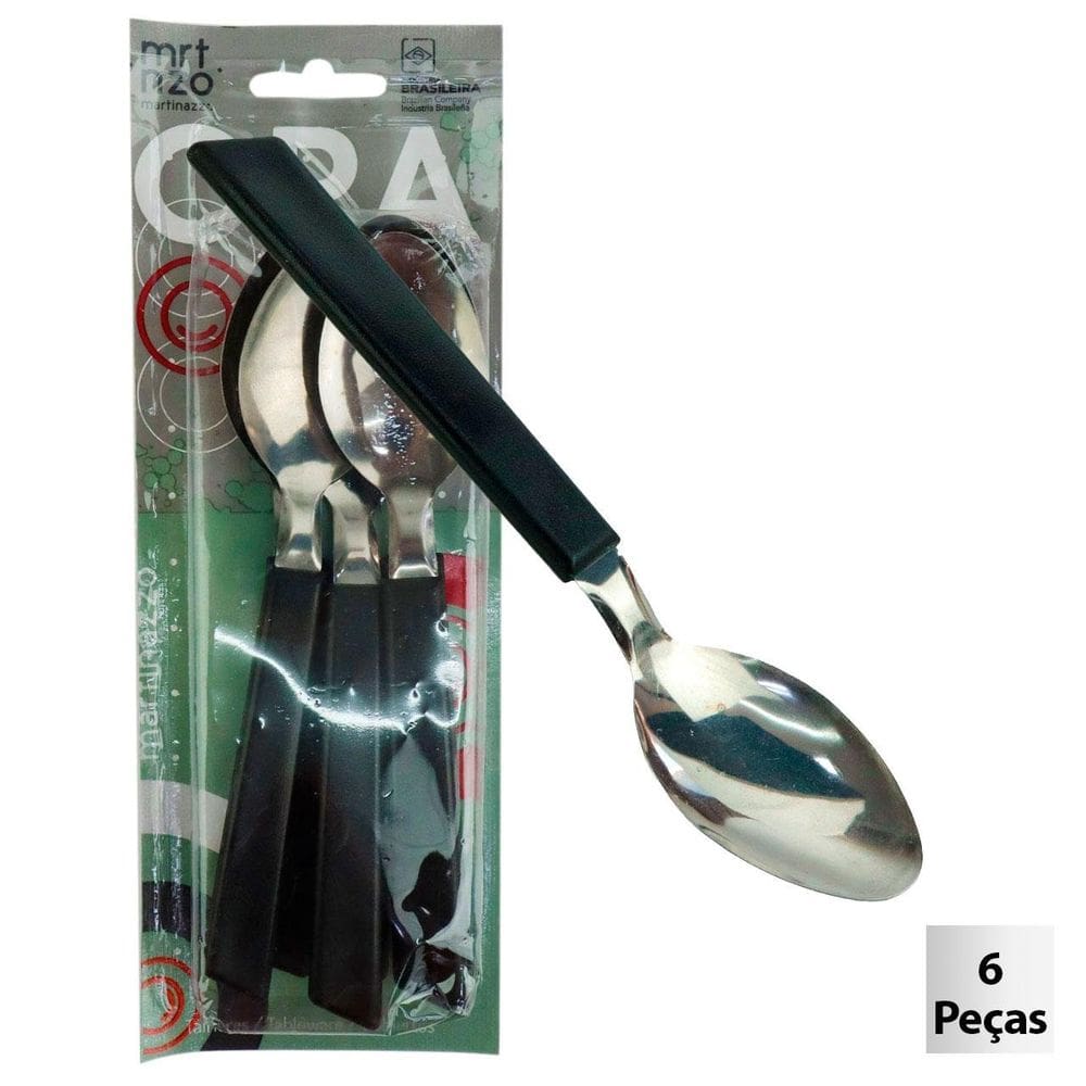 Colher de Mesa Inox 6 Peças OPA Preto - Tudo em Caixa