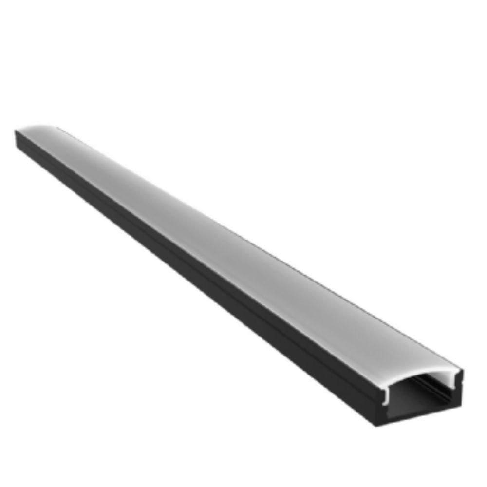 Kit 4 Perfil Sobrepor Overlap 1m 15,15x6mm Preto P/ Led - Areas Internas