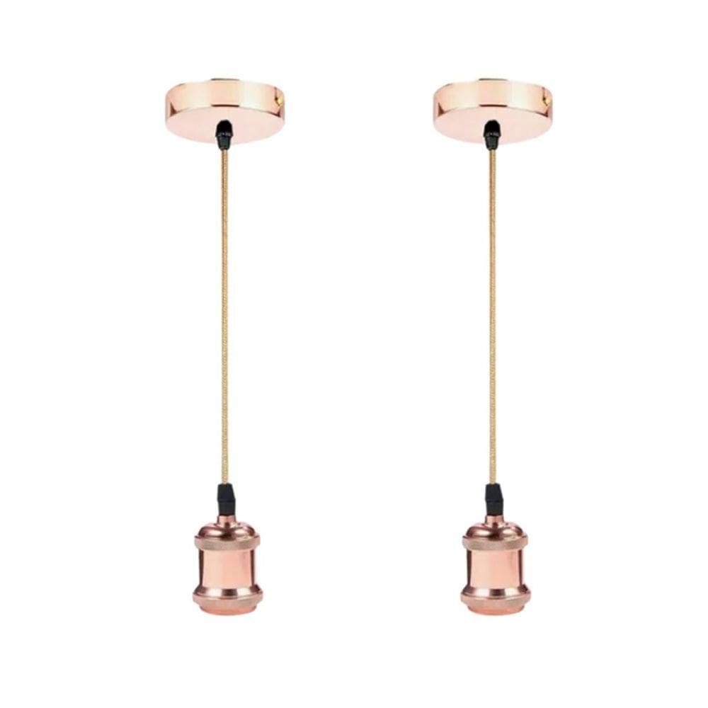 Kit 2 Lustres Pendentes Luminária Vintage Metal Rose - áreas Internas