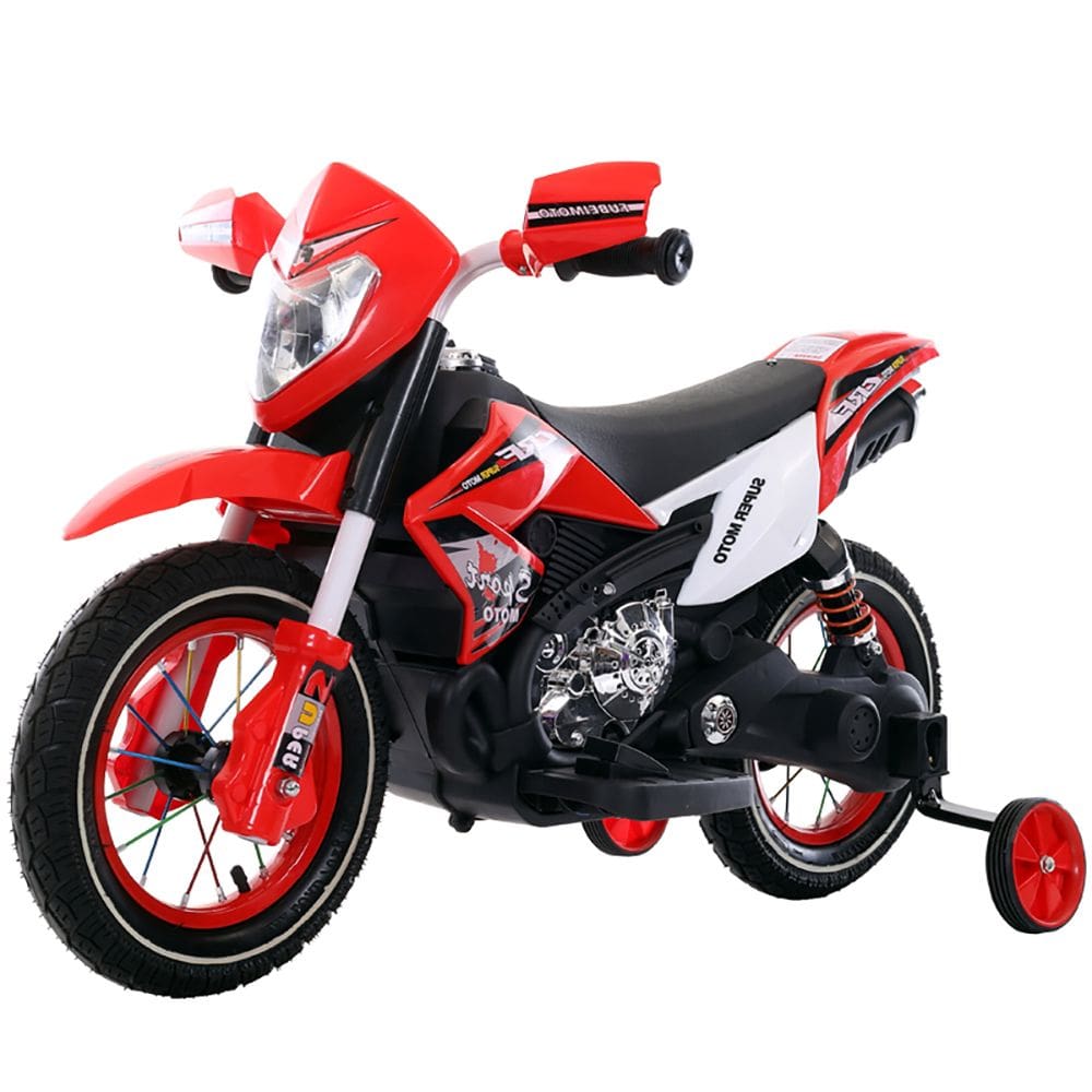 Motocicleta Eletrica Infantil Vermelha Com Rodas De Apoio 6V